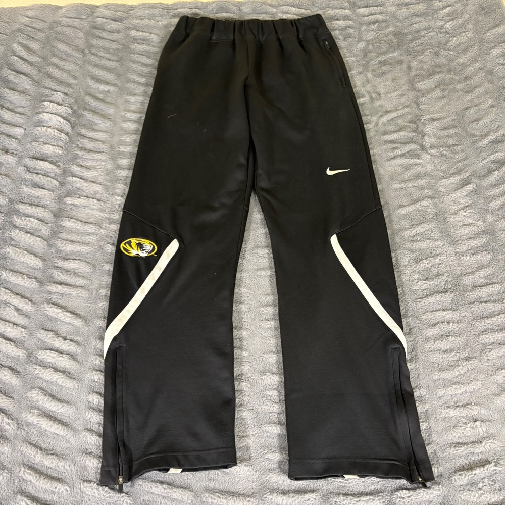 Nike Dri-FIT Mizzou Tigers Black Track Pants Ankle Zip 621955-012 Womens Small